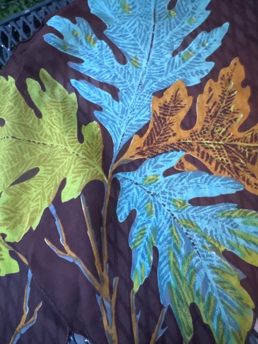 Vintage Hand Rolled Silk Botanical Scarf Pocket Square Art To Wear (2)